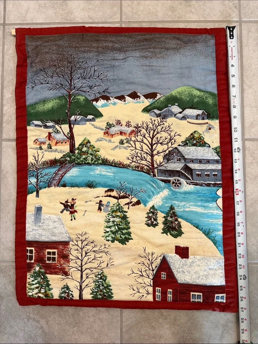 Vintage Winter Village Wall Hanging